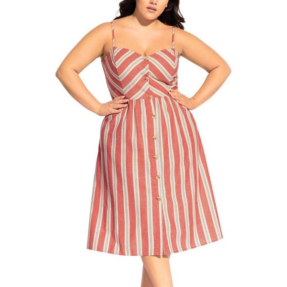 City Chic Dresses & Skirts - City Chic Take Me Away Stripe Midi Sundress XL 22